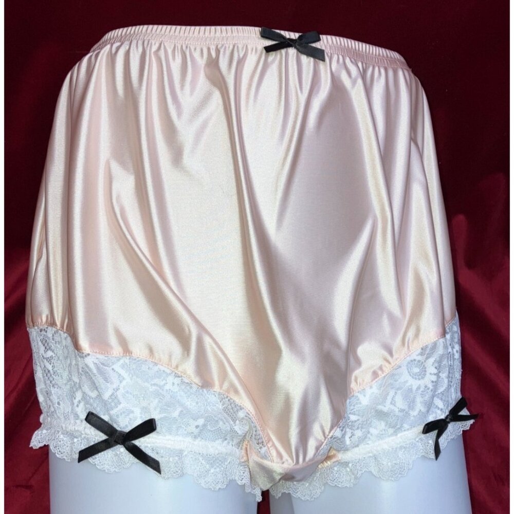 M L Ritzy Knickers Mushroom Gusset Granny Panty Silky Nylon Satin Brief Sissy